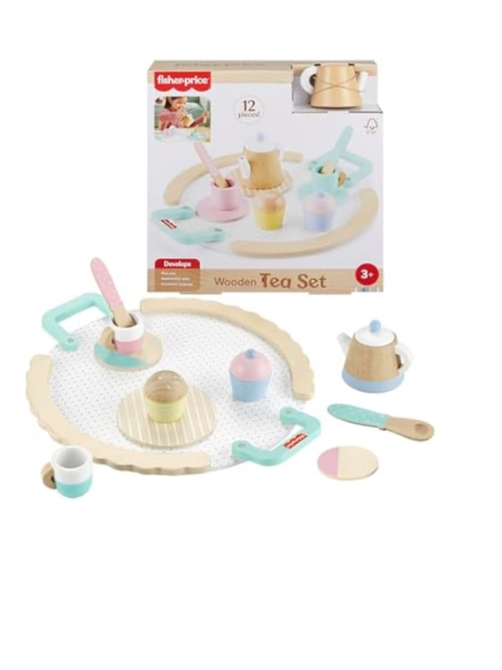 Fisher-Price Wood Pretend Play Toy Tea Set